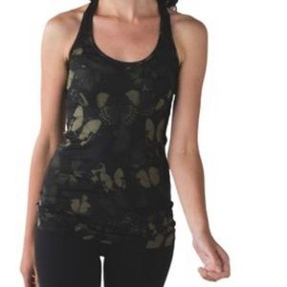 Lululemon Athletic Hiking Yoga Athleisure Butterfly Design Racer Back Tank Top 2
